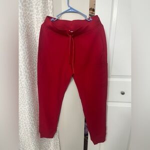 Cherry Red Scrub Jogger Pants with Drawstring